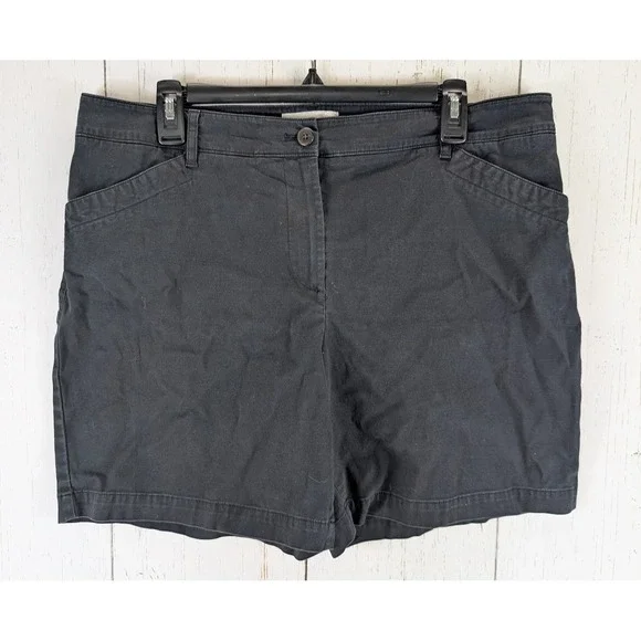 Talbots Size 16 Womens Black Chino Summer Casual Shorts - Picture 1 of 9